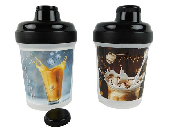 TVAR - Shaker plast 300ml/450ml FRAPPE rôzne motívy